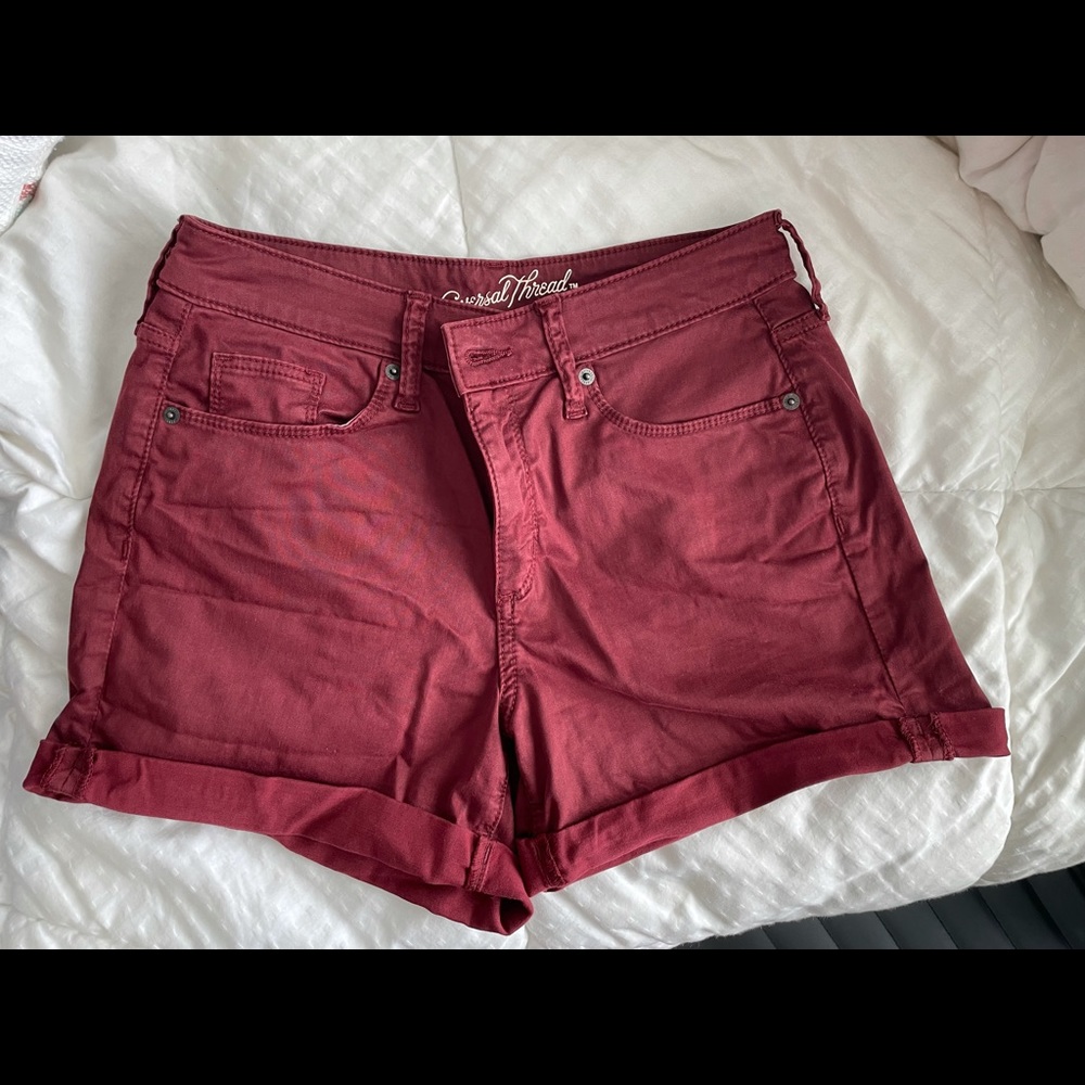 Maroon Light-weight Jean Shorts